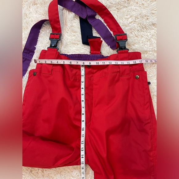 Vintage men ski overall insulated pants pockets size 38 red snowboard trousers - Picture 9 of 12